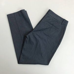 THEORY Testra Career Pant SZ 8 Crosshatch Cotton Blend Slim Cropped Hem Gray